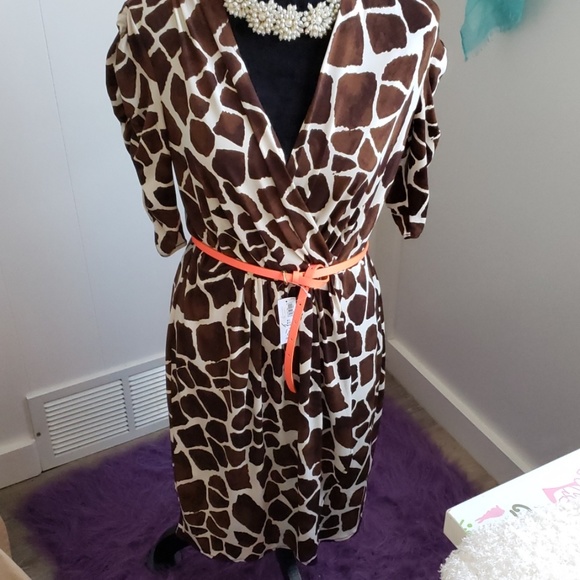 Giraffe print faux wrap dress - Picture 1 of 5